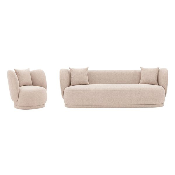 Manhattan Comfort Siri Wheat Linen Contemporary Sofa And Accent Chair ... throughout
