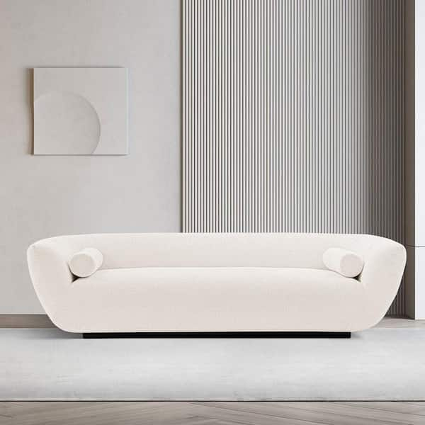 Manhattan Comfort Ulka 96.46 In. Contemporary Round Arm Boucle Fabric ... intended for
