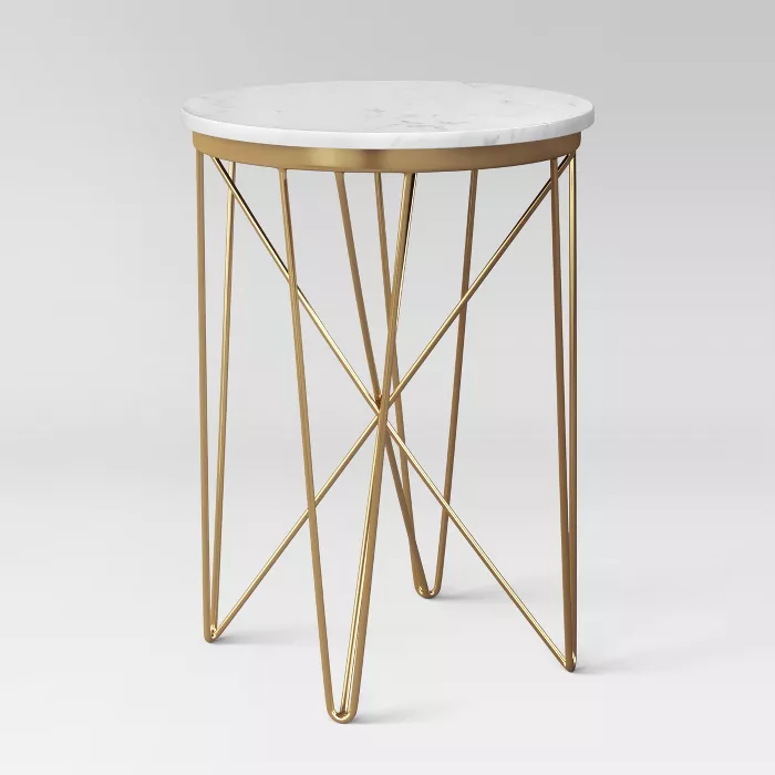 Marble Top Round Table Gold - Project 62â„¢ | Marble End Tables, Marble ... for How to Style Your Space with the Valerie Round Marble Accent Table