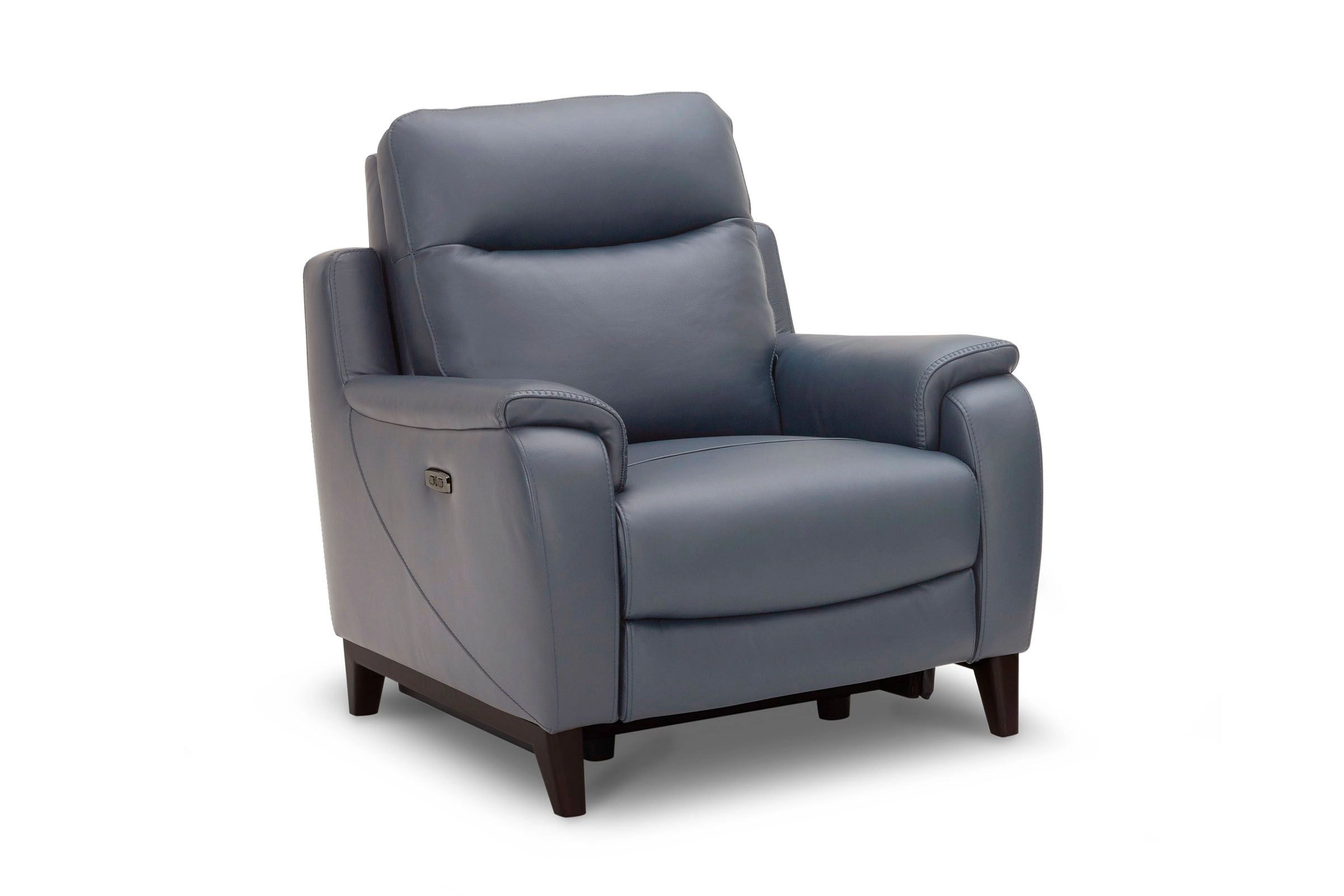Marco Blue Dual Power Leather Recliner with