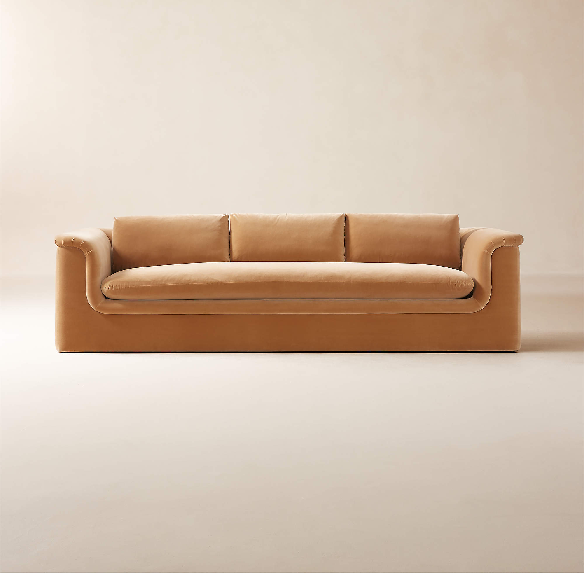 Mardones Camel Brown Velvet Sofa + Reviews | Cb2 throughout Styling Your Home Around the Versatile Mason 85" Camel Brown Beige Sofa