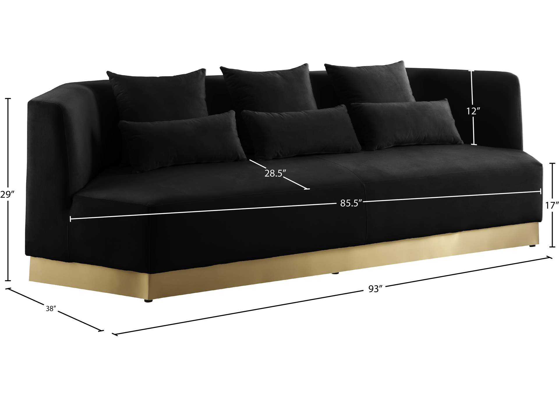 Marquis Black Velvet Sofa pertaining to