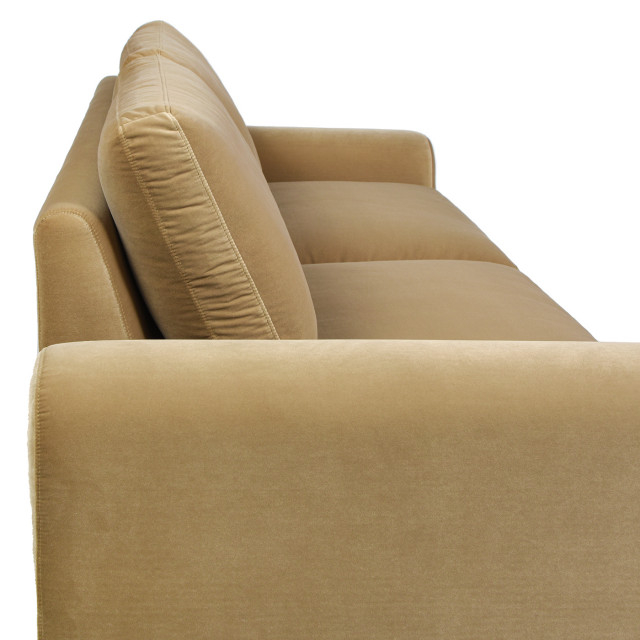 Mason 85" Camel Brown Beige Performance Velvet Arched Arm Sofa ... inside