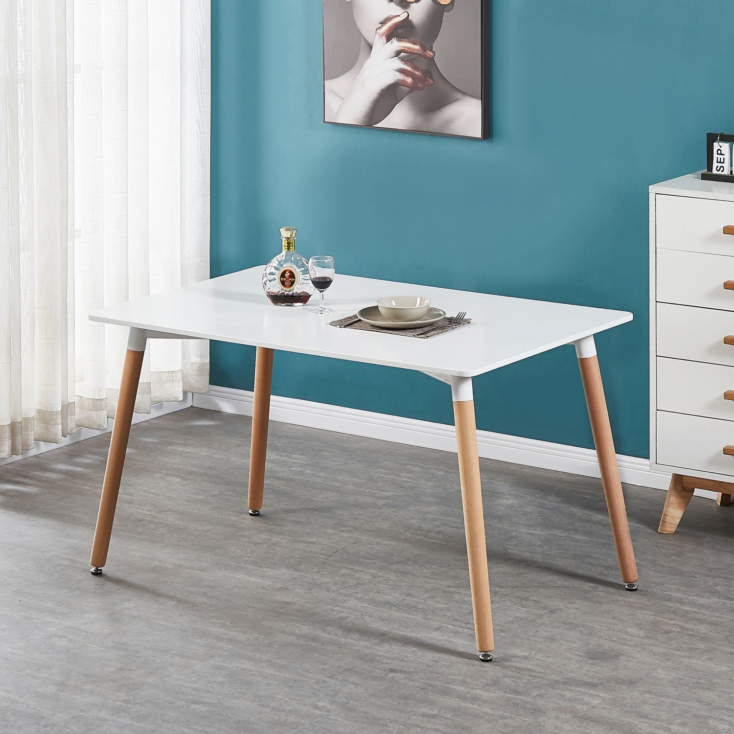 Modern Beech Wood White Mdf Dining Table Set For Dining Room Furniture ... regarding