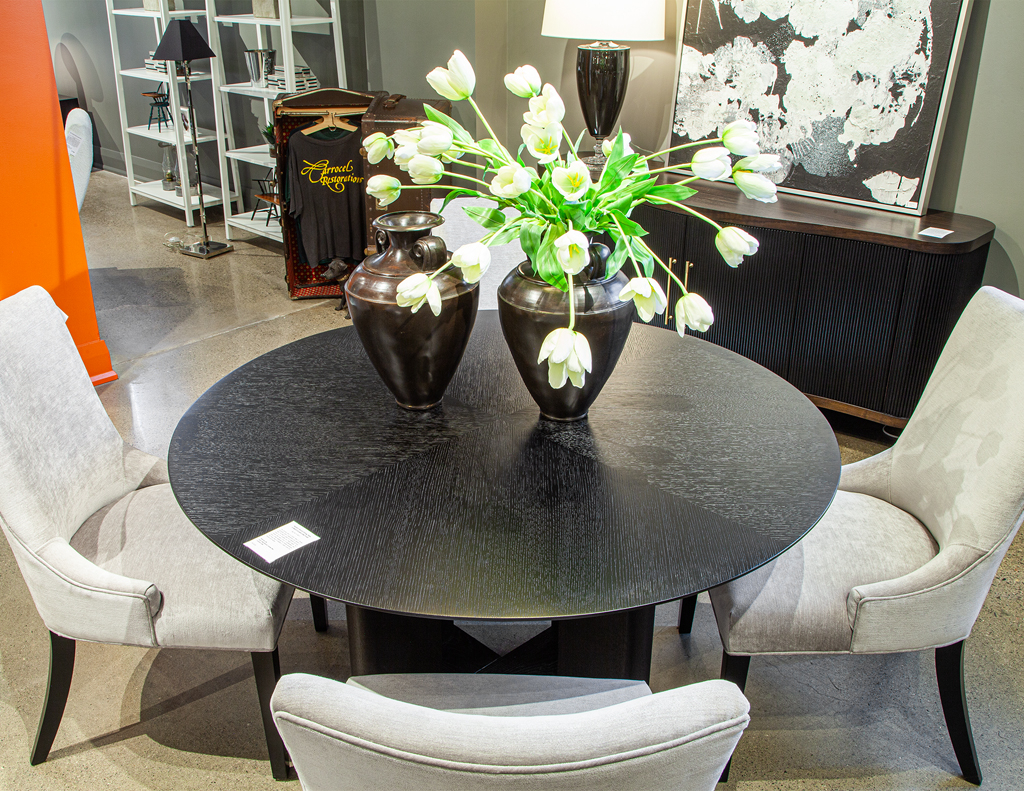 Modern Round Dining Table In Black Cerused Oak Finish - Carrocel Fine ... inside Understanding the Craftsmanship Behind the Oak-Black Round Dining Table
