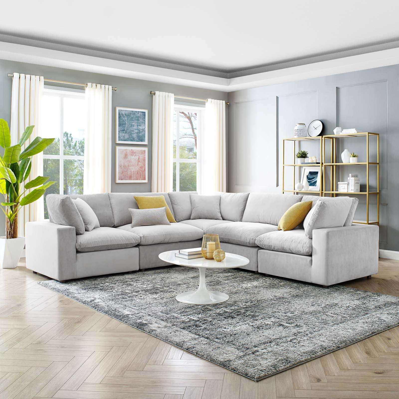 Modway Commix Down Filled Overstuffed Performance Velvet 5-Piece ... throughout The Ultimate Guide to Caring for Your Modway Commix Performance Velvet Sofa