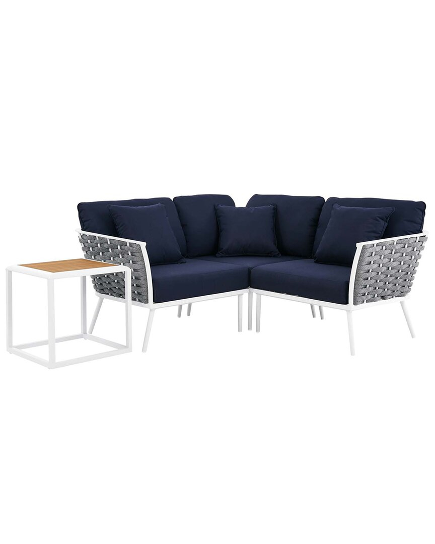 Modway Stance 4-Piece Outdoor Patio Sectional Sofa Set In White | Modesens within