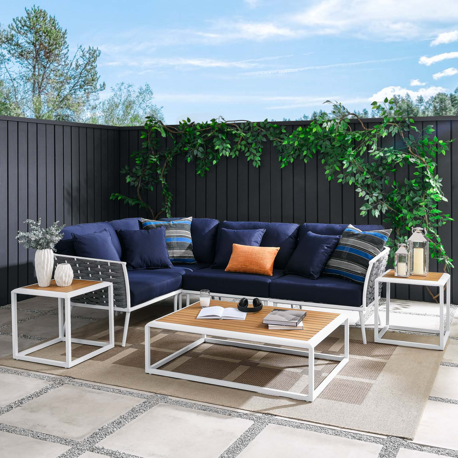 Modway Stance 7 Piece Outdoor Patio Aluminum Sectional Sofa Set | Wayfair inside Why the Stance Sectional is a Top Choice for Modern Patios