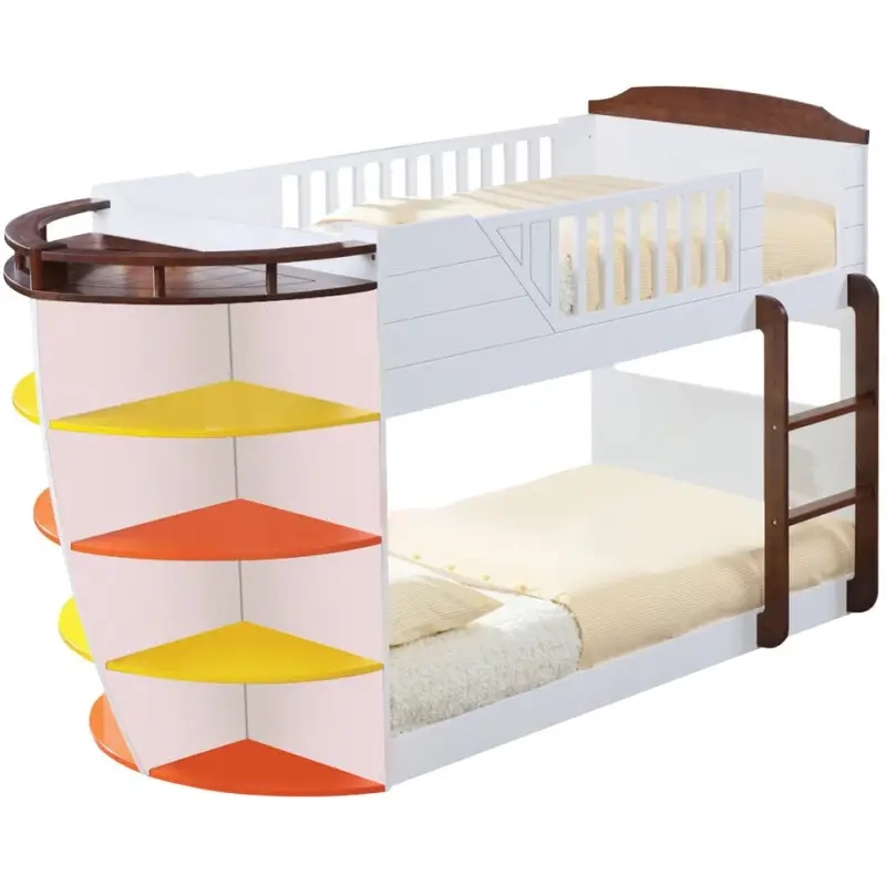 Neptune Twin-Over-Twin Bunk Bed With Storage Shelves, White And ... pertaining to