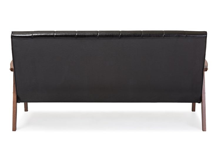 Nikko Mid-Century Modern Scandinavian Style Faux Leather 3 Seat Sofa ... with regard to