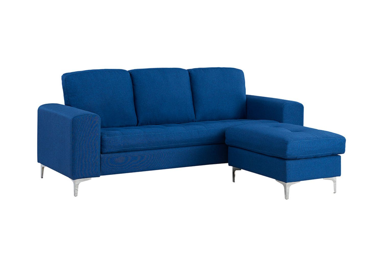 Nixon 3+2 Seater With Ottoman Fabric Sofa (Blue) with