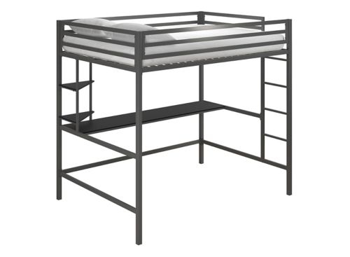 Novogratz Maxwell Loft Bed With Desk & Shelves | Raymour & Flanigan with Beyond the Bed The Integrated Desk and Shelves of the Novogratz Maxwell