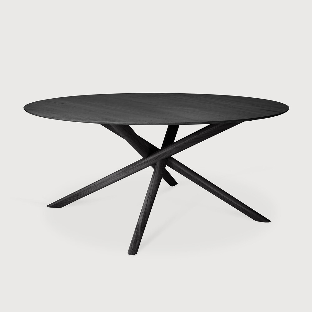 Oak Mikado Black Round Dining Table | Axom Home intended for