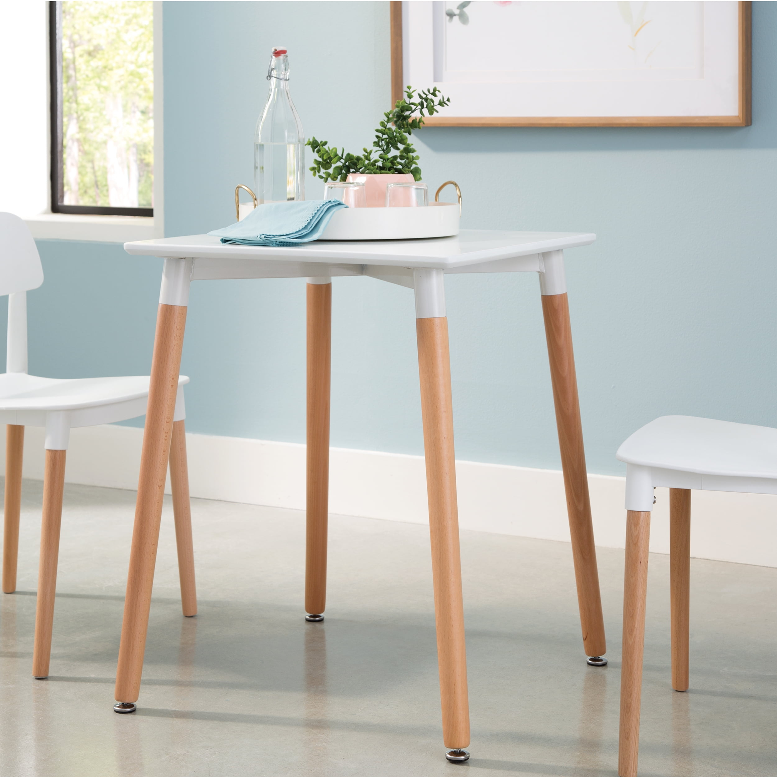 Ofm Mid Century Modern 24" Square Dining Table, Solid Wood Legs, In ... within The Enduring Appeal of Solid Wood Legs on a White Dining Table