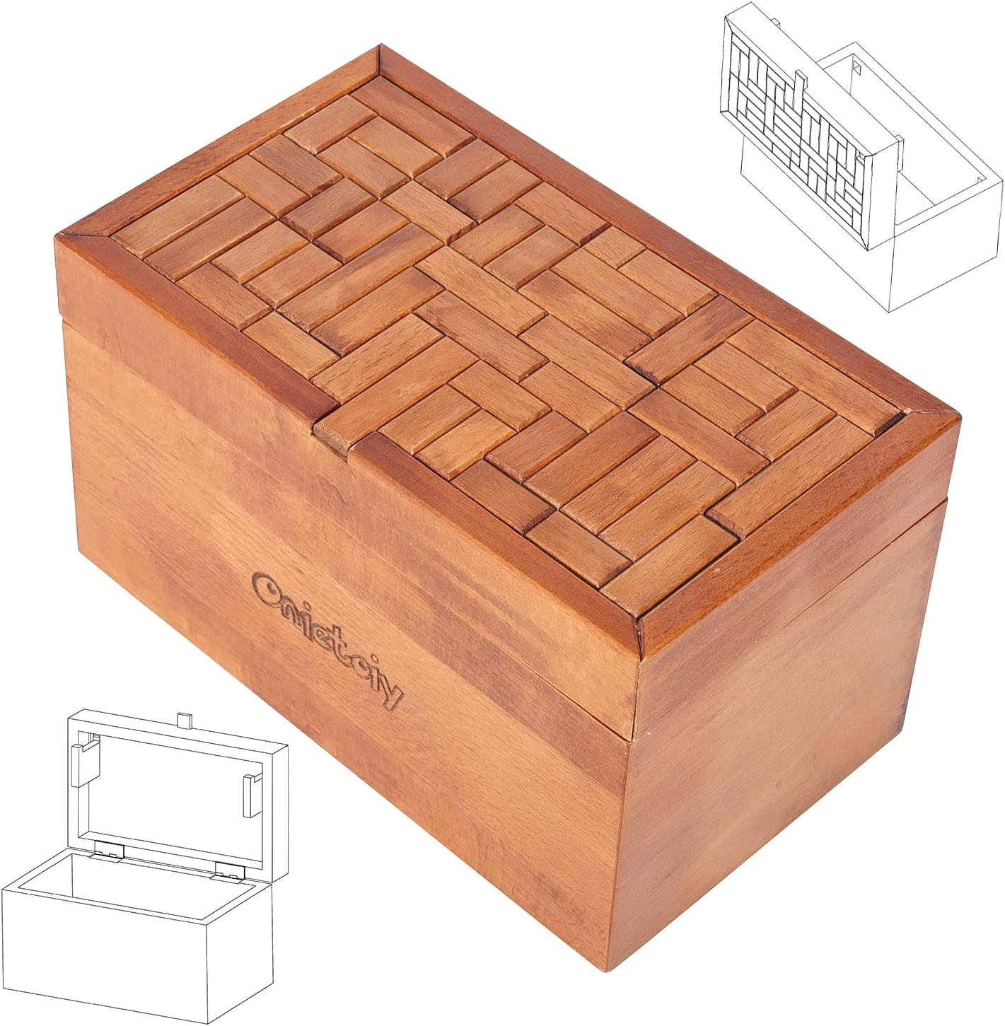 Onietoiy Big 32 Steps Wooden Secret Puzzle Box Toys Beech Wood Money ... with