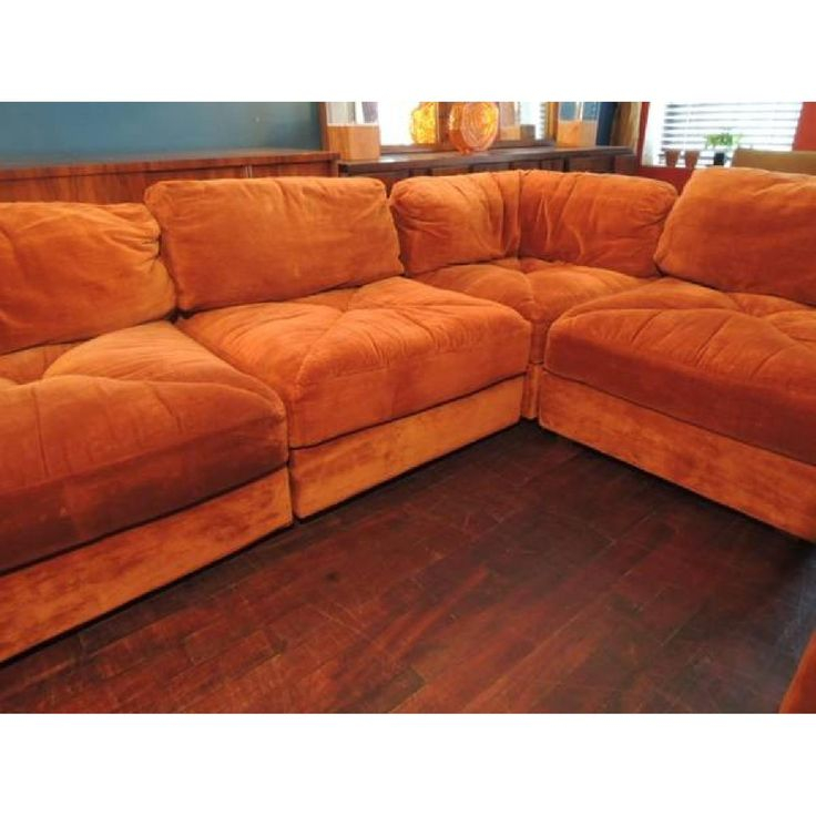 Orange Velvet Sectional Couch | Rocking Chairs And More | Pinterest with Discovering the Allure of the Orange Velvet Kalenga Sectional