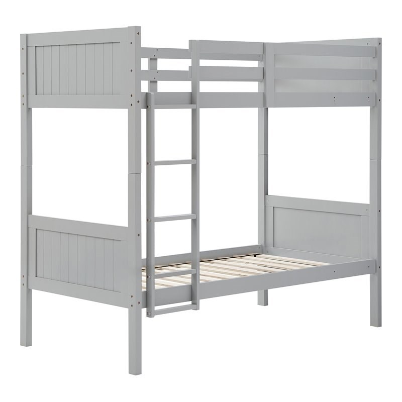 Orbelle Model 7278 Twin Over Twin Modern Solid Wood Bunk Bed In Gray ... inside