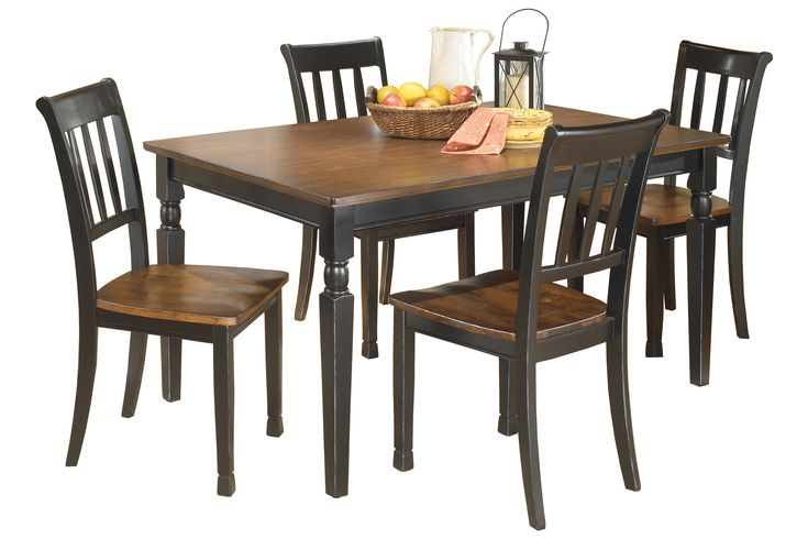 Owingsville Dining Table And 4 Chairs, Black/Brown | Brown Dining Room ... with regard to