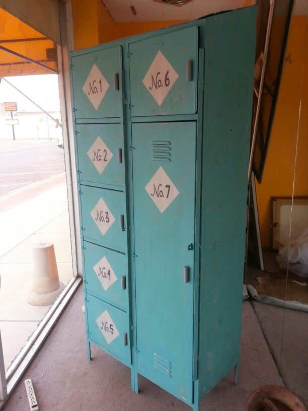 Painted Lockers, Numbered And Distressed. | Custom Painted Furniture ... regarding