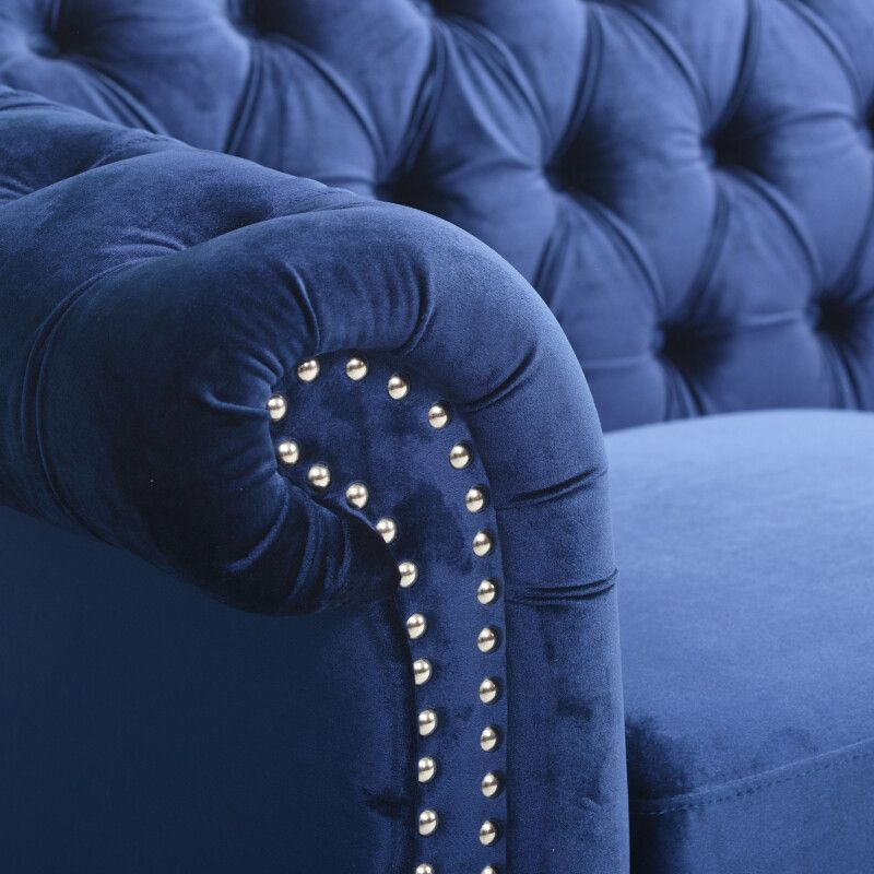 Parksley Tufted Chesterfield Velvet 3 Seater Sofa In Midnight Blue/Dark ... within