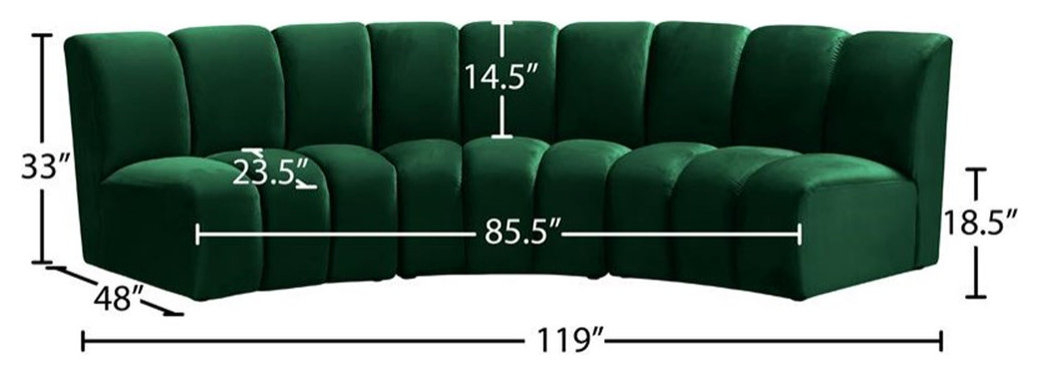 Pemberly Row 3-Piece Contemporary Velvet Modular Sectional In Green ... throughout Transforming Your Living Space with the Pemberly Row Green Velvet Sectional