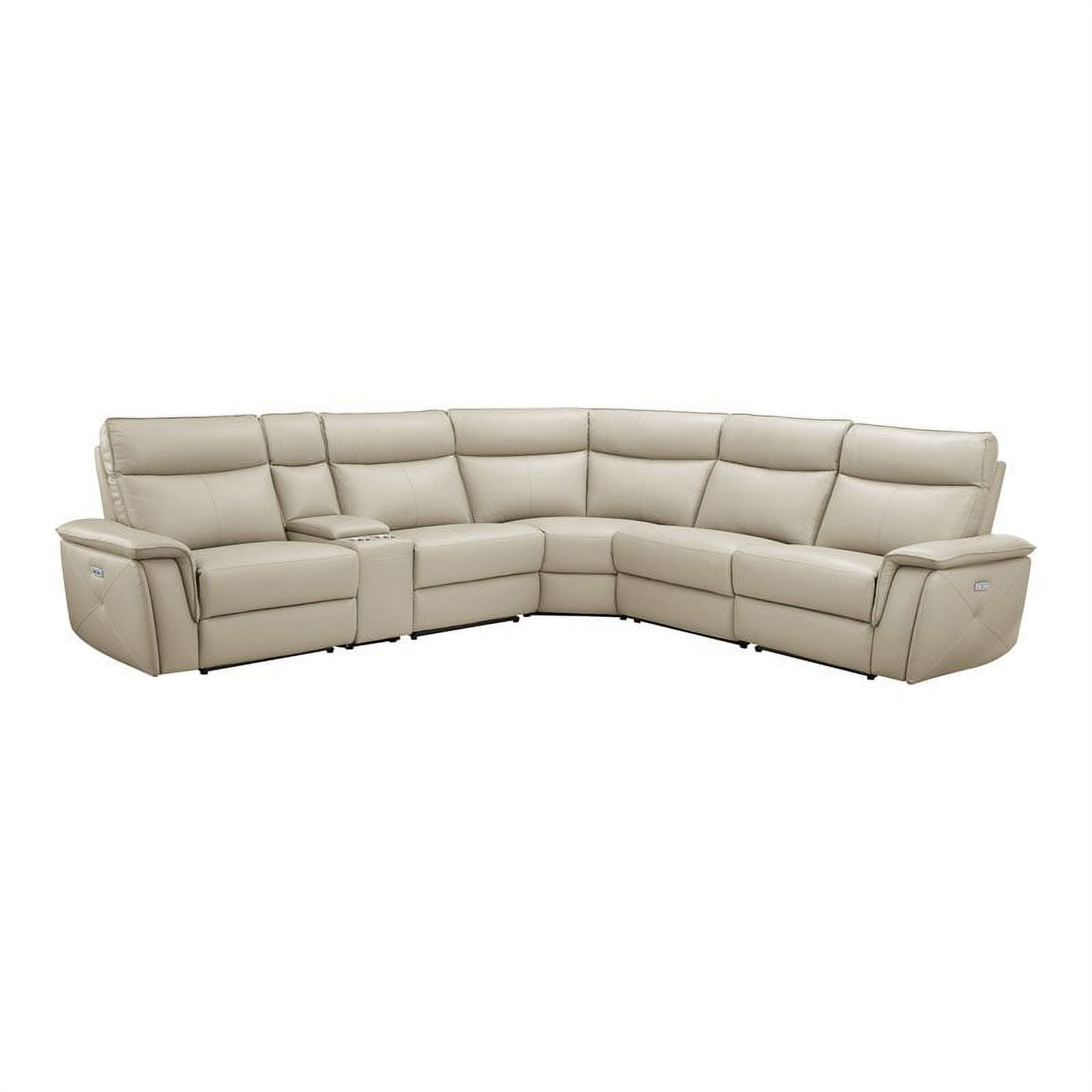 Pemberly Row 6-Piece Contemporary Leather Modular Reclining Sectional ... throughout