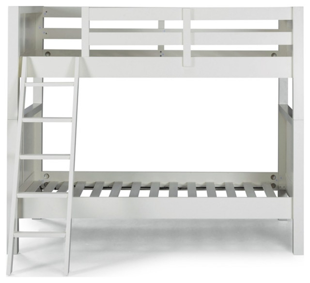 Pemberly Row Contemporary Wood Twin Over Twin Bunk Bed In Off White ... regarding