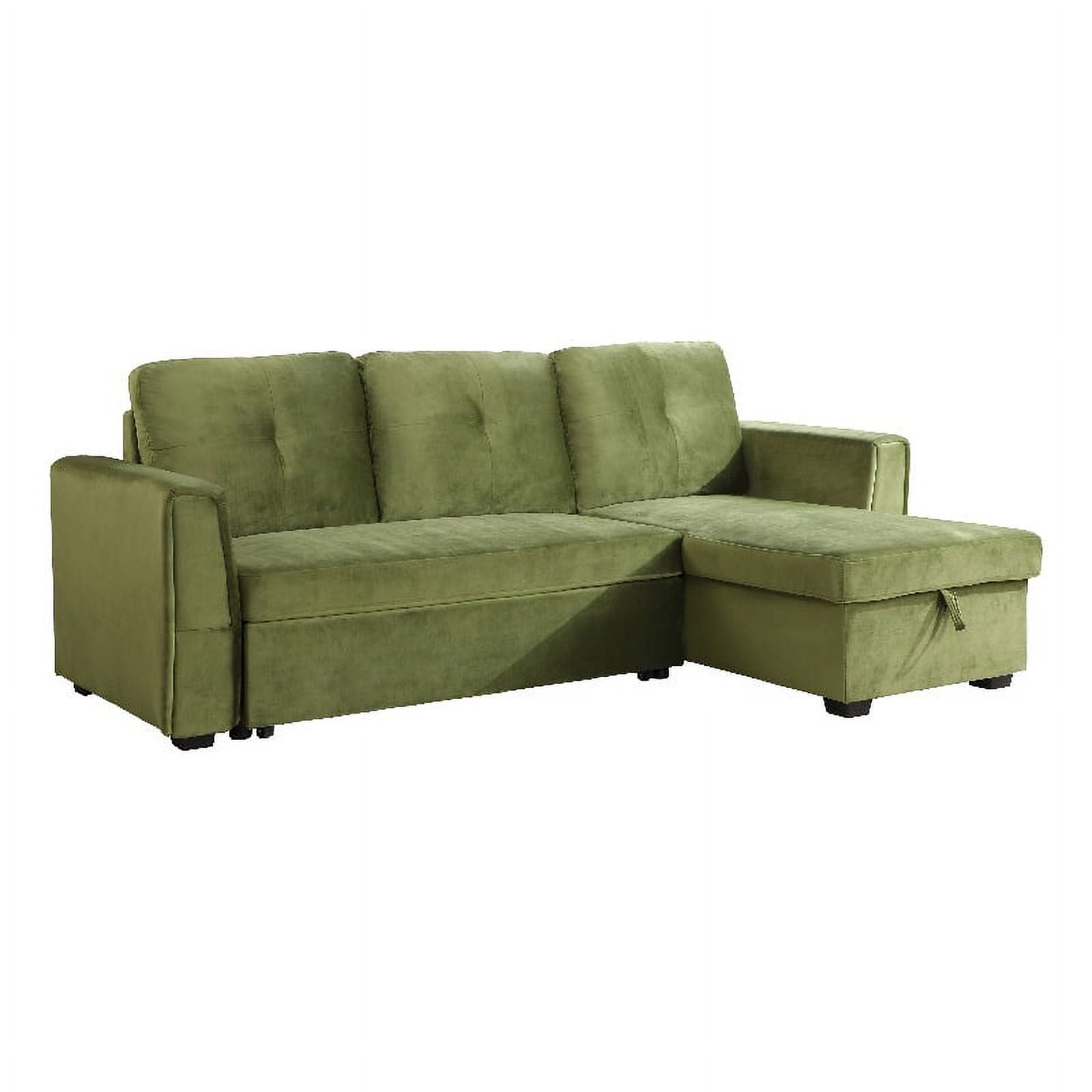 Pemberly Row Convertible Modern Velvet Sleeper Sectional Sofa In Green ... regarding