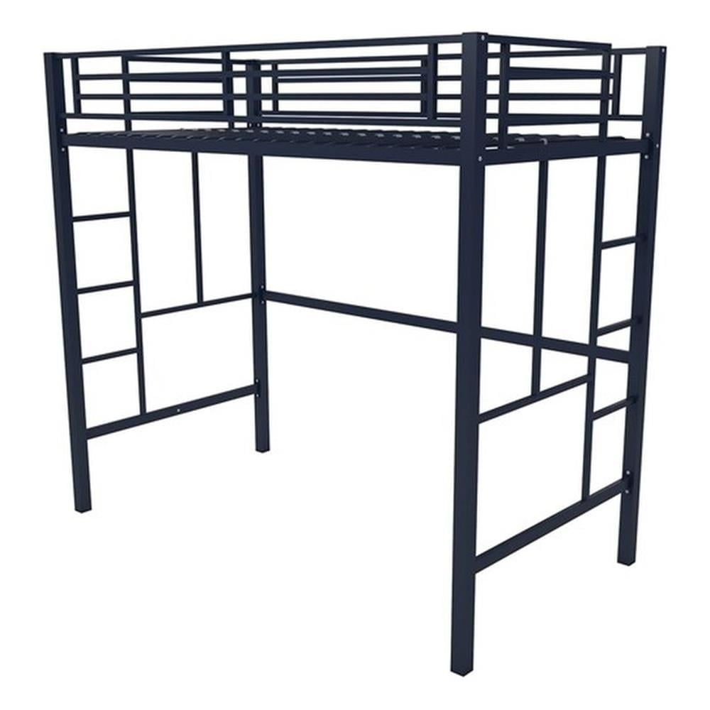 Pemberly Row Modern / Contemporary Twin Metal Loft Bed In Navy Blue ... with regard to