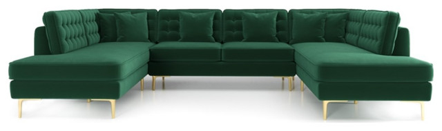 Pemberly Row Modern Living Room U-Shaped Velvet Corner Sectional Couch ... in