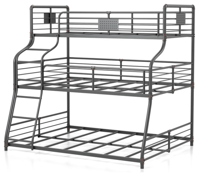 Pemberly Row Modern Metal Twin/Full/Queen Triple Bunk Bed In Black ... within Designing with the Pemberly Row Modern White Bunk Bed