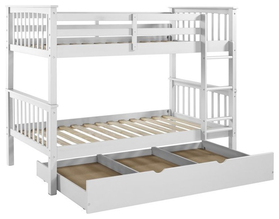 Pemberly Row Traditional Solid Wood Twin Over Twin Design Bunk Bed In ... for The Enduring Charm of Solid Wood Bunk Beds Pemberly Row Spotlight