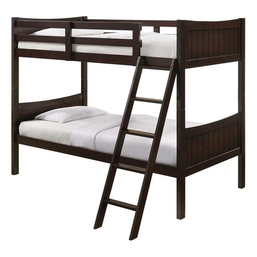 Pemberly Row Transitional Twin Over Twin Bunk Bed In Espresso - Walmart.com in Creating Cozy Corners with the Pemberly Row Twin Over Twin Bunk Bed in Gray