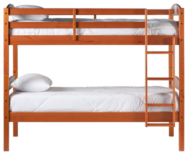 Pemberly Row Transitional Twin-Over-Twin Solid Wood Bunk Bed Frame In ... for The Enduring Charm of Solid Wood Bunk Beds Pemberly Row Spotlight