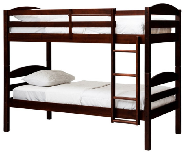 Pemberly Row Transitional Twin-Over-Twin Solid Wood Bunk Bed Frame In ... pertaining to The Enduring Charm of Solid Wood Bunk Beds Pemberly Row Spotlight