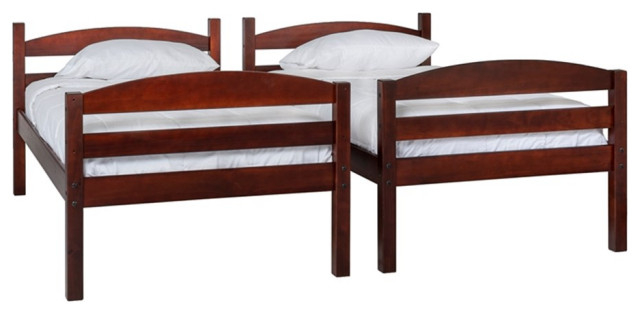 Pemberly Row Transitional Twin-Over-Twin Solid Wood Bunk Bed Frame In ... pertaining to