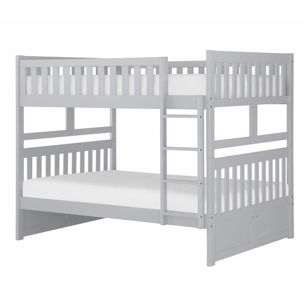Pemberly Row Transitional Wood Full Over Full Bunk Bed In Gray ... intended for