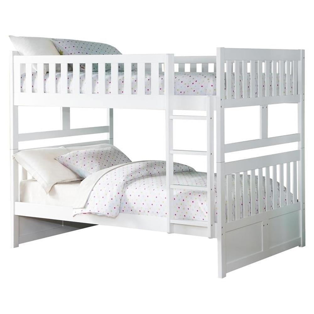 Pemberly Row Transitional Wood Full Over Full Bunk Bed In White ... regarding A Closer Look at the Pemberly Row Transitional Bunk Bed's Design and Function