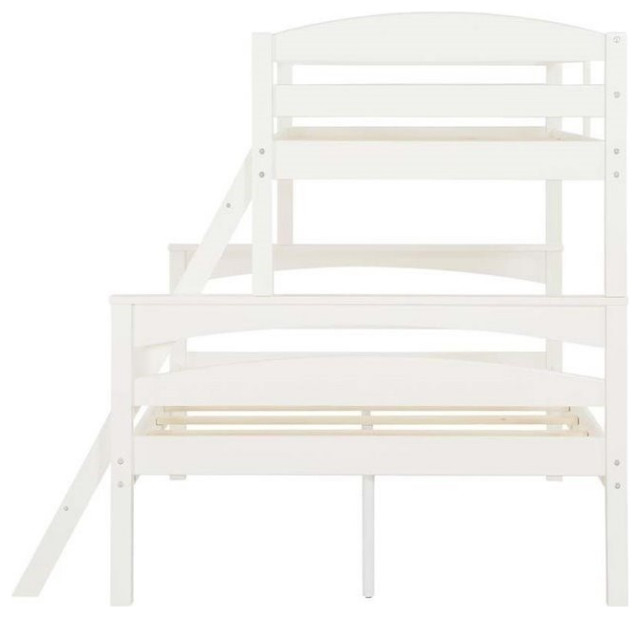 Pemberly Row Twin Over Full Bunk Bed In White - Transitional - Bunk ... inside