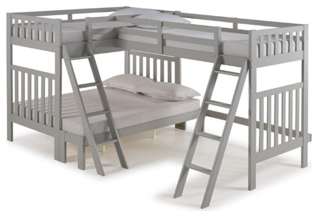 Pemberly Row Twin Over Full Wood Bunk Bed With Tri-Bunk Extension ... regarding Creating Cozy Corners with the Pemberly Row Twin Over Twin Bunk Bed in Gray