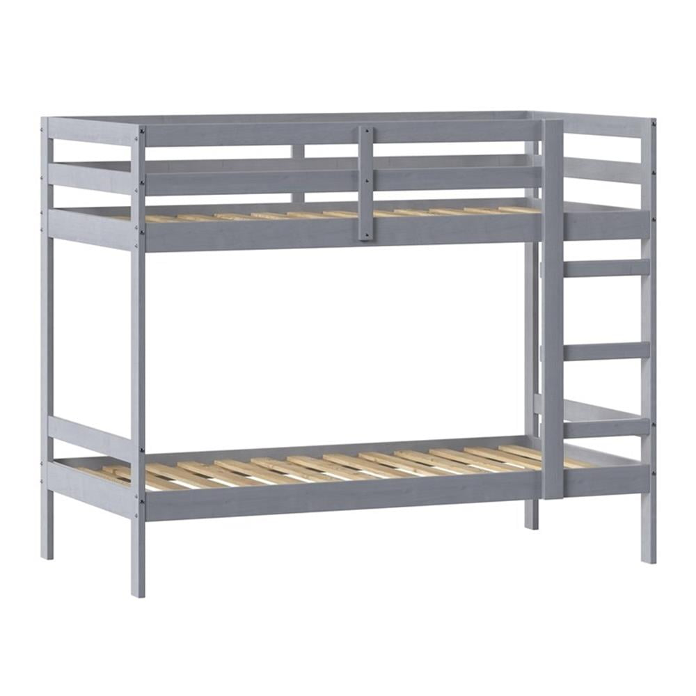 Pemberly Row Twin Over Twin Simple Solid Wood Bunk Bed - Gray - Walmart.com within Creating Cozy Corners with the Pemberly Row Twin Over Twin Bunk Bed in Gray