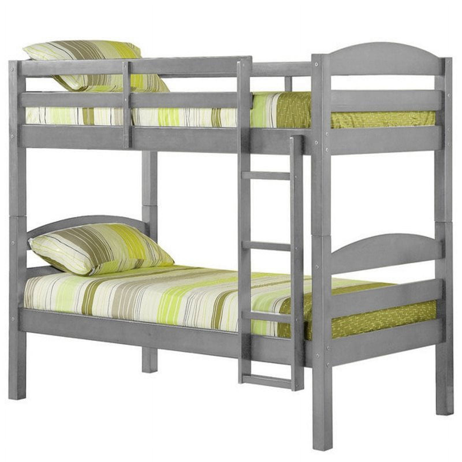 Pemberly Row Twin Over Twin Solid Wood Bunk Bed In Gray - Walmart.com within Creating Cozy Corners with the Pemberly Row Twin Over Twin Bunk Bed in Gray