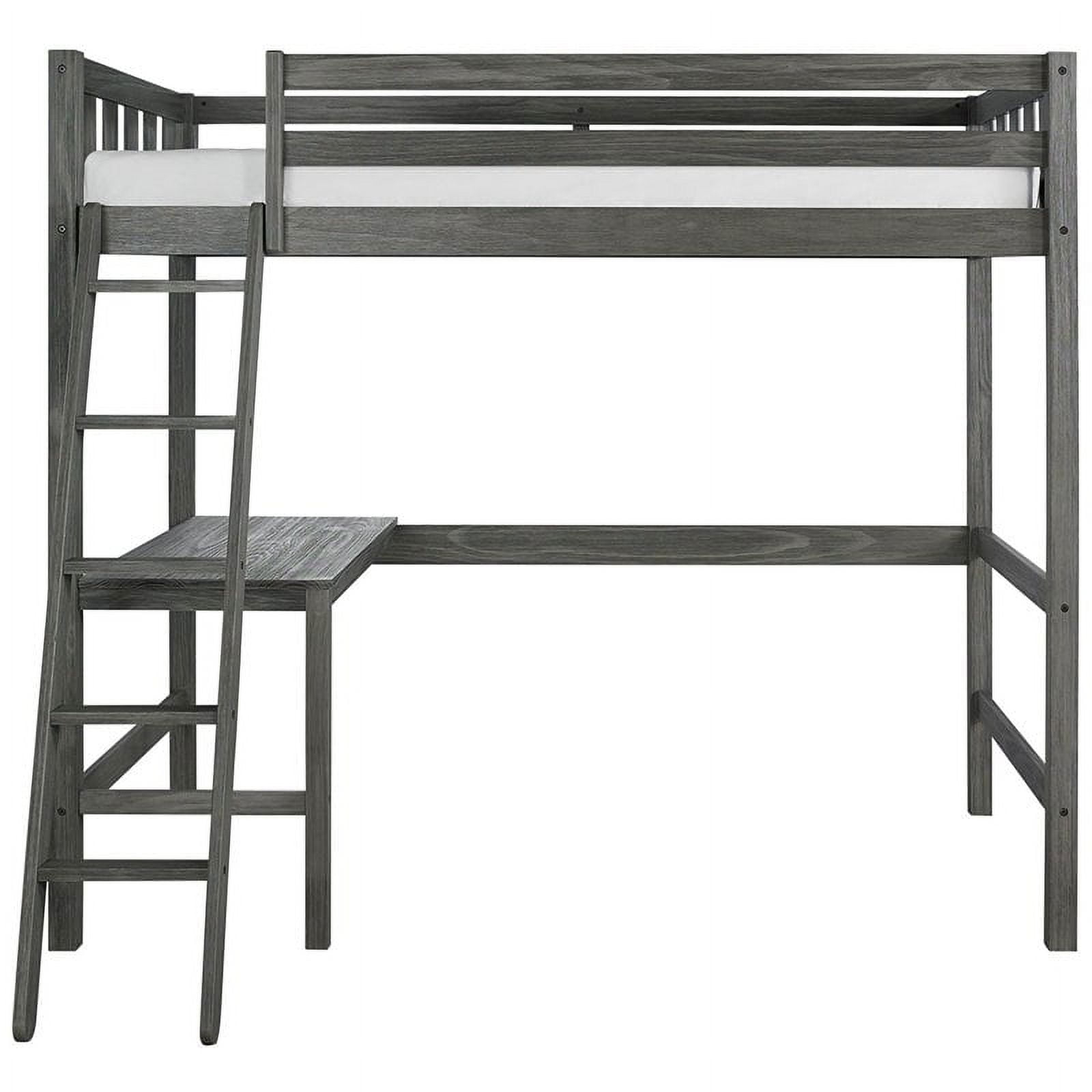 Pemberly Row Twin Wooden Loft Bed With Desk In Wirebrush Gray - Walmart.com intended for