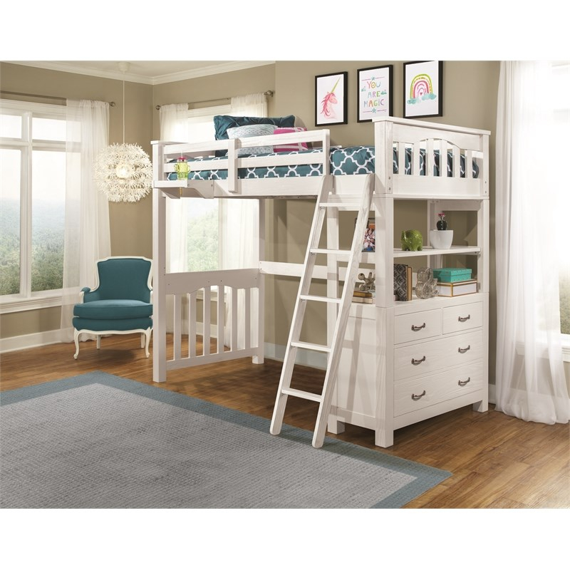 Pemberly Row Twin Wooden Loft Bed With Dresser And Hanging Nightstand ... regarding Creating A Functional Sleep Space The Pemberly Row Loft Bed