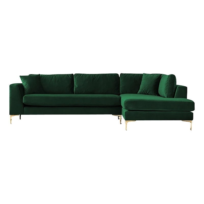 Pemberly Row Velvet L-Shaped Pillow Back Right-Facing Sectional In ... in
