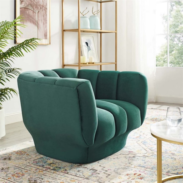 Pemberly Row Vertical Channel Tufted Velvet Armchair In Green ... with