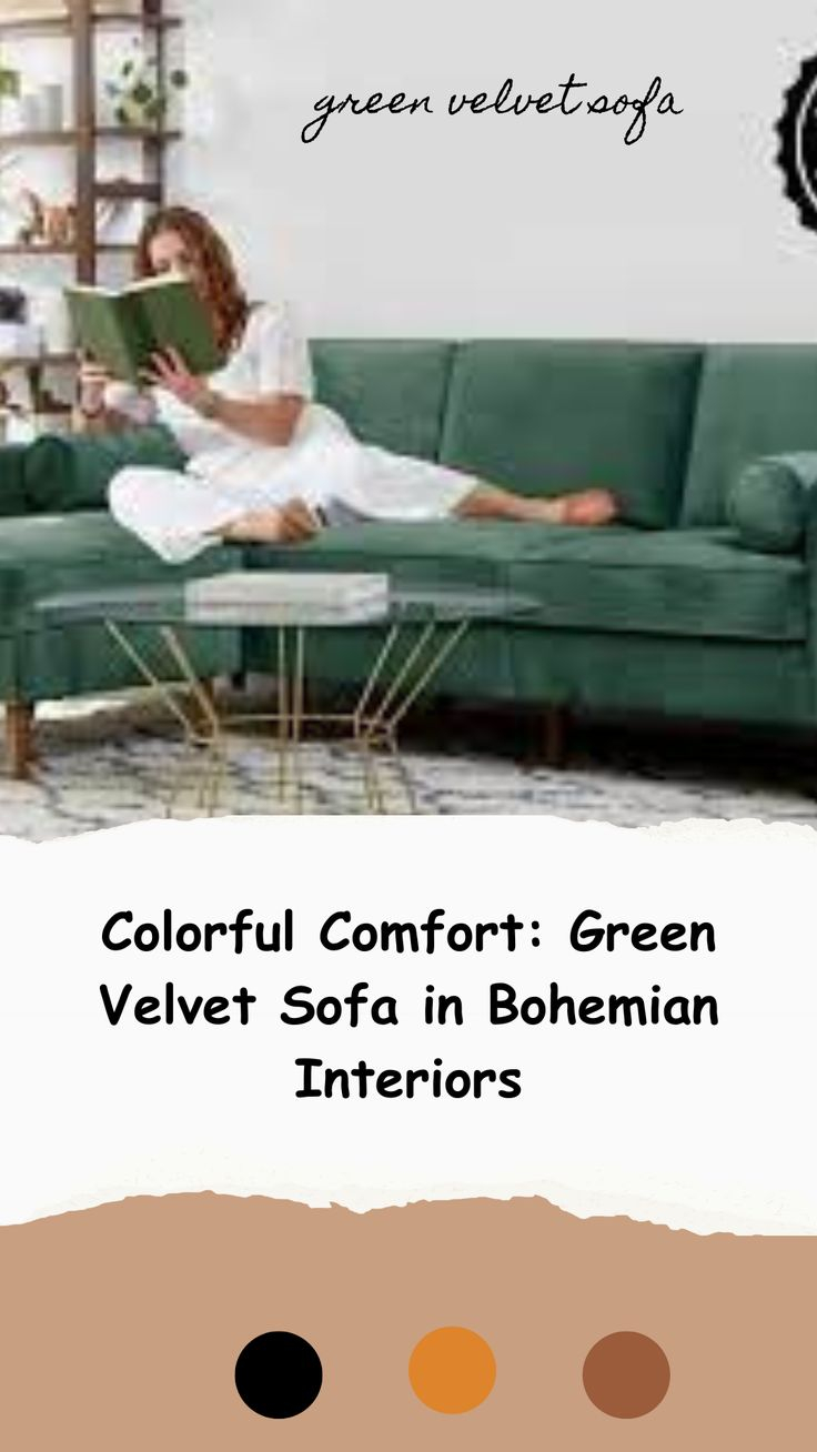 Pin By Isabel |Green Velvet Sofa |Liv On Bohemian Chic Green Velvet ... inside
