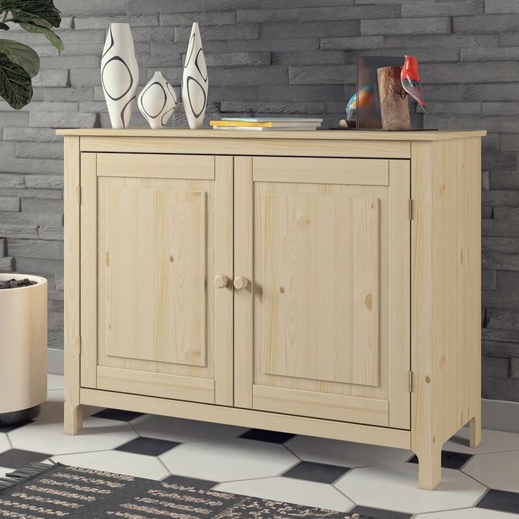 Pine Wood Sideboard Storage Cabinet with