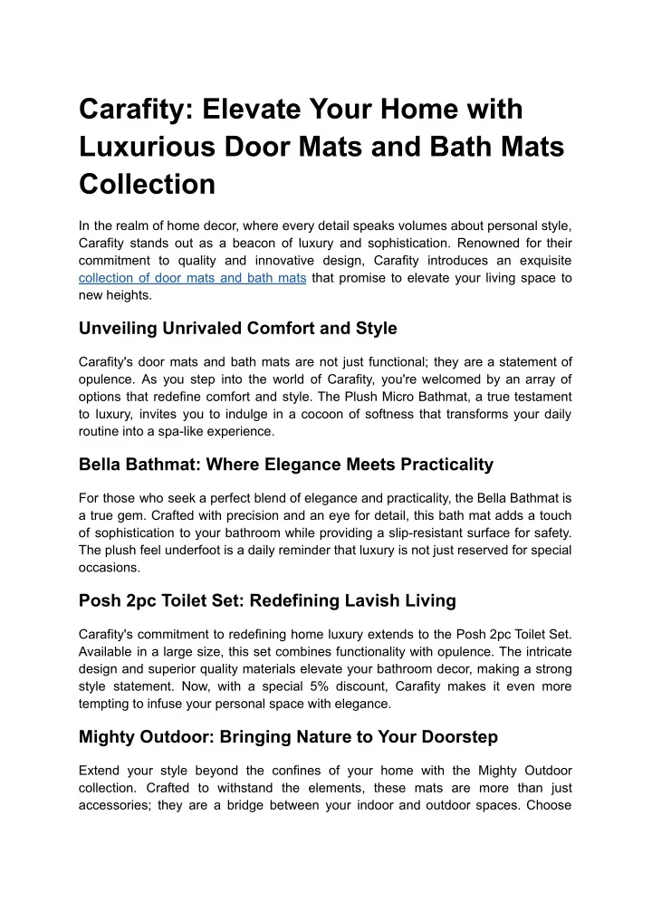 Ppt - Carafity: Elevate Your Home With Luxurious Door Mats And Bath ... throughout Elevate Your Home with the Luxurious Feel of Italian Leather and Power Recline