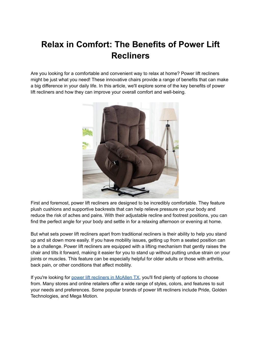 Ppt - Relax In Comfort: The Benefits Of Power Lift Recliners Powerpoint ... with regard to Understanding the Benefits of a Power Recliner Like the Fortuna
